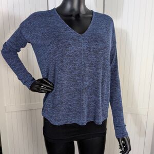 Rag & Bone Knit Top Blue Long Sleeve V Neck Lightweight Sweater XS